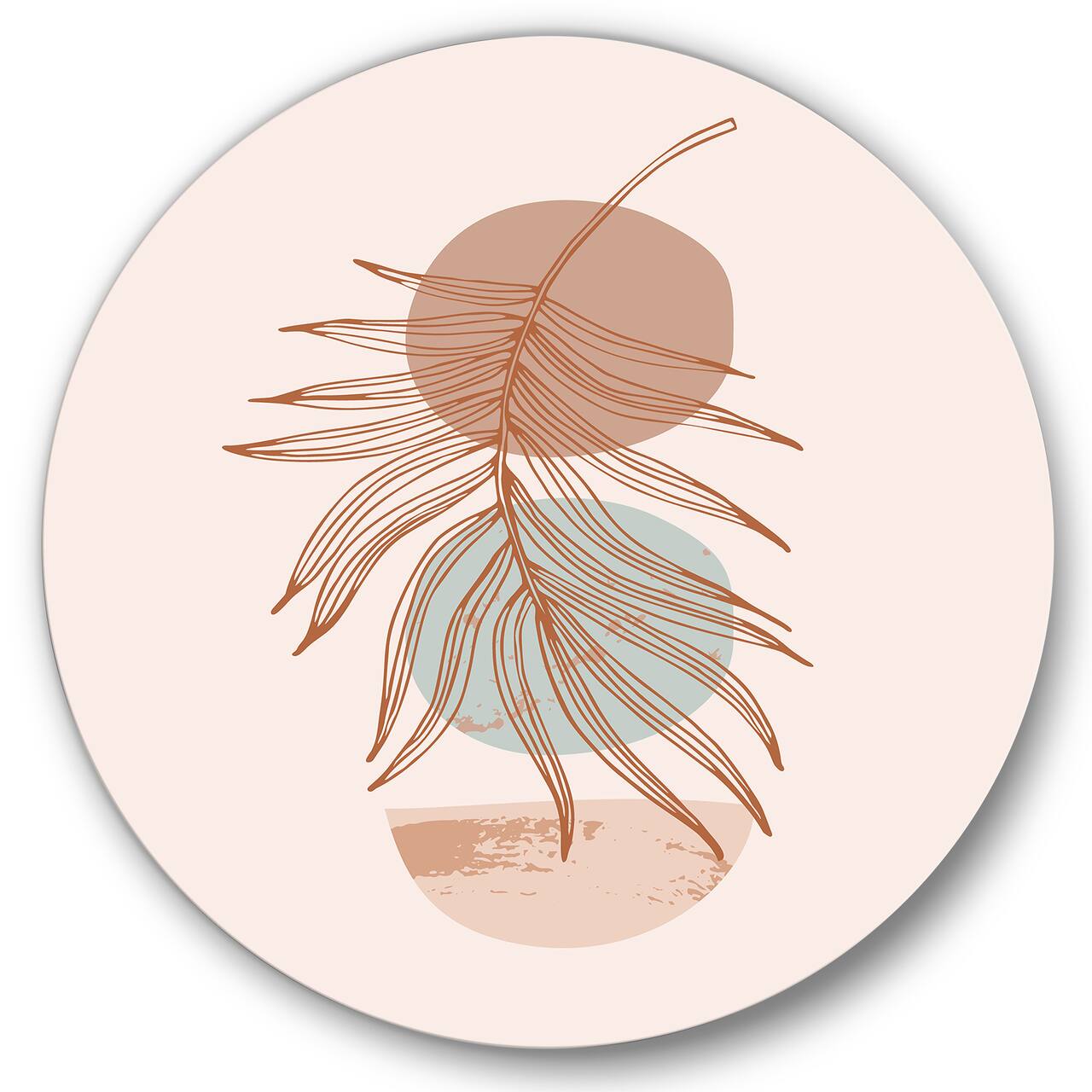 Designart - Moon & Sun Shapes In Retro Terracotta Tones II - Modern Metal Circle Wall Art